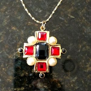Maltese Cross Pendant with 14k Gold Plated Necklace